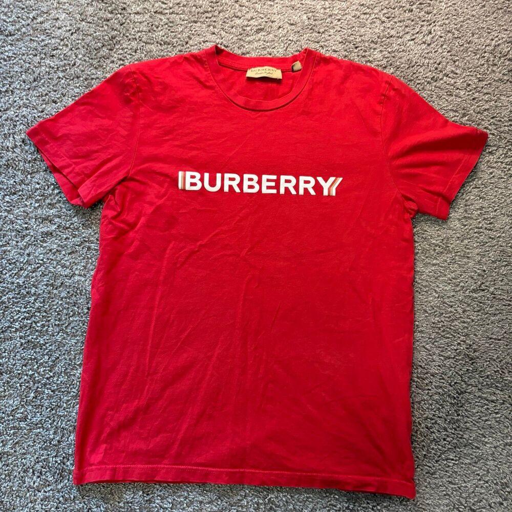Burberry London Logo T Shirt Red Men’s Size Large